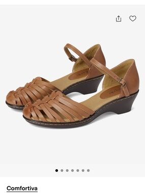 Sofft Spots Wonens Tatianna Woven Leather Ankle-Strap Wedge Sandals Size 8.5